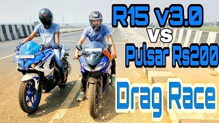 R15 V3 vs Pulsar Rs 200 Drag race  Top End  Highway Battle [upl. by Noived]