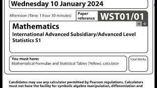 Statistics S1 Jan 2024 Q1 IAL WST 0101 Pearson Edexcel Topic Histogram Interpolation Probability [upl. by Adan766]