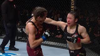 Zhang Weili vs Joanna Jedrzejczyk  All significant strikes [upl. by Ennairak]