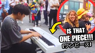 I play ONE PIECE on Piano in Public [upl. by Ad916]