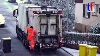 White Garbage Truck in the Snow  MAN Remondis Plastic Recycling  Gelbe Tonne Germany 2016 [upl. by Dunseath]