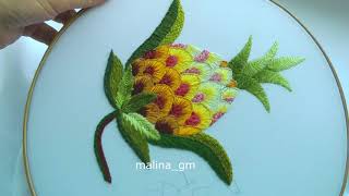 Hand embroidery  design Pineapple  Crewel Work [upl. by Thorsten]