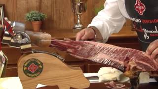 Cutting Iberian ham How to slice jamon [upl. by Alur]