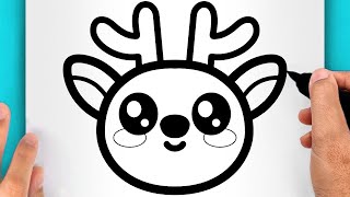 DISEGNI FACILI DI NATALE COME DISEGNARE UN CERVO DI NATALE KAWAII VIDEO DI DISEGNI NATALIZI [upl. by Monson]