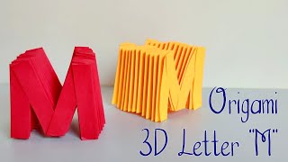 3D Letter Origami quotMquot  3D Paper Alphabet  Easy Paper Craft [upl. by Earissed]