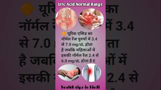 Urica acid normal range  uric acid normal level shorts shortsfeed trending facts uricacid [upl. by Hcir]