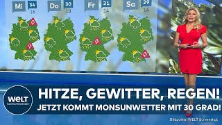 WETTER In ganz Deutschland herrscht „Hochsommerwetter“ Es wird schwülheiß mit heftigen Gewittern [upl. by Frech]