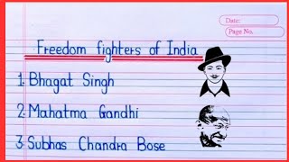 10 names Freedom fighter of India  10 names Freedom fighter of India in English mein [upl. by Anned]