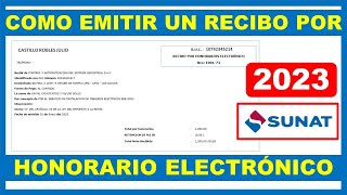 Como emitir un recibo por honorario electrónico 2023  Sunat [upl. by Mackintosh3]