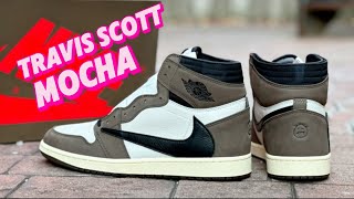 🔥Jordan 1 High Travis Scott Mocha Unboxing review amp on foot OGSHOES [upl. by Nue]