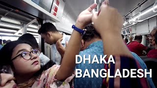 Dhaka City Bangladesh Walking Tour  Travelling Dhaka Metro Rail [upl. by Pomfret604]