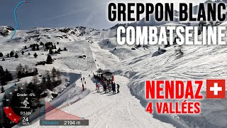 4K Skiing Nendaz Greppon Blanc to Siviez via Combatseline 4 Vallées Switzerland GoPro HERO11 [upl. by Airtal683]