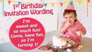 Birthday Party Invitation Wording For 1 Year Old Boy [upl. by Rezal]