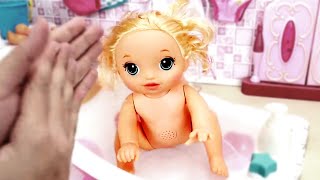 RUTINA DE BAÑO de mi Muñeca BABY ALIVE ► 👶  Bebés de Juguetes [upl. by Perseus]