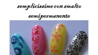 nail art facili con smalto semipermanente fiori [upl. by Olmsted]