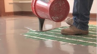 Installing Electric Floor Heating under Luxury Vinyl Tile with Self Leveling Concrete [upl. by Analat882]