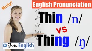 English Pronunciation Thin n vs Thing ŋ [upl. by Vogeley]