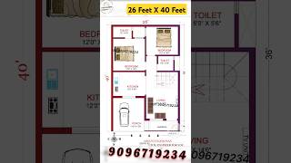 26 Feet X 40 Feet House Plans  26X40 Home Design 🏠 2Bhk House Plan with Carparking 26X40 26by40 [upl. by Ayetal]