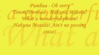 Hakuna Matata  Lion King Lyrics [upl. by Lundberg]