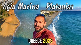 Platanias Crete Agia Marina Beach Chania Crete Greece 2023 [upl. by Eleumas107]