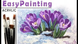 quotCrocusquot How to paint flowers 🎨ACRYLIC tutorial for beginners [upl. by Pulcheria]