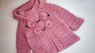 Crochet 79 How to crochet boys  girls coat  Part 1 [upl. by Burkley593]