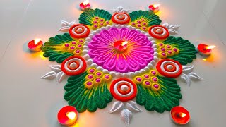 Creative Diwali Big Rangoli 2024  धनतेरसदिवाली की आसान सुंदर रंगोली  Innovative Diwali Rangoli [upl. by Weasner825]