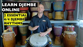 2 ESSENTIAL Djembe Rhythms for beginners in 44  Learn Djembe Online [upl. by Amlus]