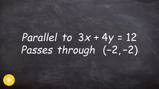 Write the equation of a parallel line using point slope form [upl. by Agem]