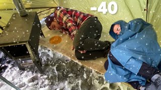 EXTREME Winter SNOW STORM 40C WINTER CAMPING WINTER STORM hits HOT tent FREEZING wind [upl. by Nikita]