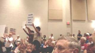 Democratic Chair Shouted Down at Goodlatte Town Hall Meeting [upl. by Aicatsal198]