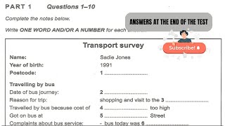 Cambridge 18 Transport survey IELTS Listening with answers [upl. by Virge]