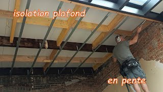 Isolation plafond suspendu en pente [upl. by Lustick182]