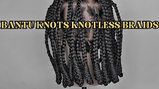 Knotless braids with Bantu knots Braids with knots at the end knotted braids tutorials [upl. by Uzzia]