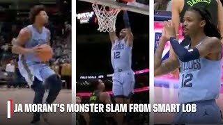 Ja Morant starts DANCING after slamming the lob from Marcus Smart 😱  NBA on ESPN [upl. by Aititel]