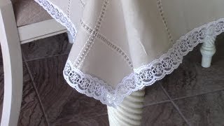 Tablecloth With Mitered Corner Lace Border  The Sewing Room Channel [upl. by Fernando]