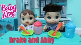 BABY ALIVE Abby And Drakes Morning Routine Feeding Chicken Soup [upl. by Gentes675]