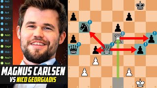 GREAT GAME MAGNUS CARLSEN VS NICO GEORGIADIS  EUROPEAN TEAM CHESS CHAMPIONSHIPS 2023 NOV 17 [upl. by Nahtanoj363]