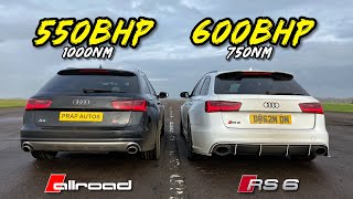 RS6 KILLER 550HP BI TDI A6 ALLROAD vs 600HP RS6 PERFORMANCE [upl. by Hinze]