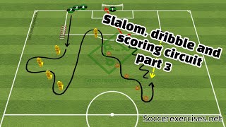 Slalom dribble and scoring drill circuit part 3  Soccer Exercises  306 [upl. by Ericka89]