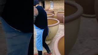 Glazing process of a large ceramic pot [upl. by Immak831]