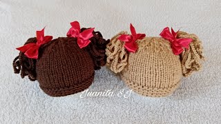 GORRO COLETAS TEJIDO A DOS AGUJAS PASO A PASO [upl. by Bullivant821]