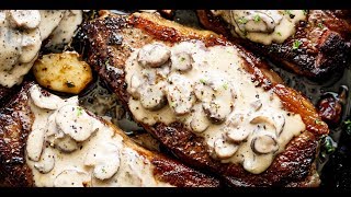 Garlic Butter Steak amp Creamy Mushroom Sauce [upl. by Ahtnams626]