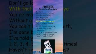 Marshmello amp Anne Marie  FRIENDS Lyrics shorts [upl. by Gibbons]