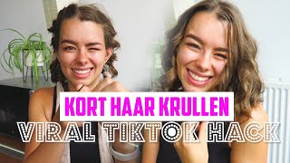 Overnight HEATLESS krullen voor kort haar  Viral TIKTOK hack uittesten [upl. by Kalie]