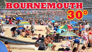 Bournemouth beach 30 degrees packed with tourists and residents during heatwave 30 July 2024 [upl. by Harim851]