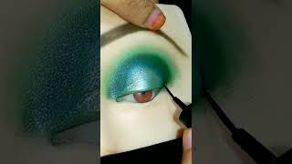 Green eye makeup  halo eye makeup  monochromatic eye makeup eyemakeup haloeyelook viralshorts [upl. by Yraccaz]