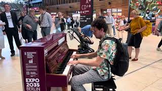 Crazy Public Piano Flashmob at Flughafen BER Berlin Airport [upl. by Evanne537]