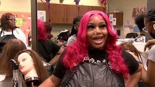 Huffman High School cosmetology students learning how to become stylists and entrepreneurs [upl. by Elwira]