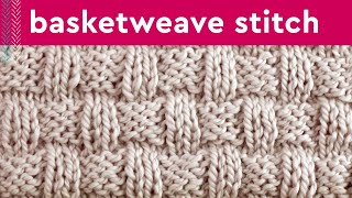 Basketweave Stitch Knitting Pattern for Beginners [upl. by Nivek]